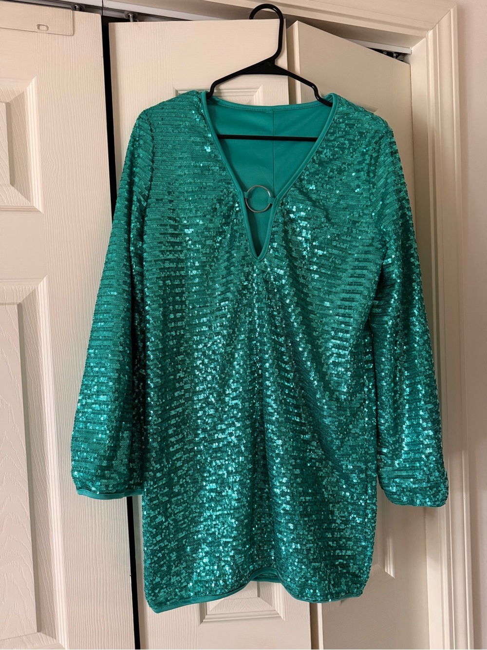 Leilani Women's Long Sleeve Sequin Mini Dress - Teal